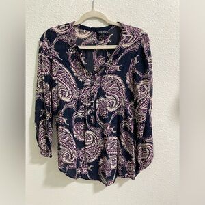 Lucky Brand Purple and Black Paisley Blouse